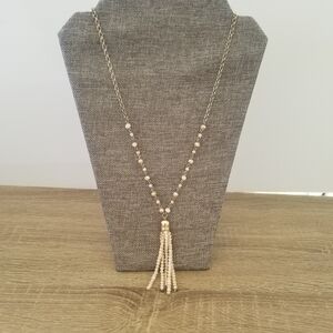 Fauceted Glass Bead Tassle Necklace